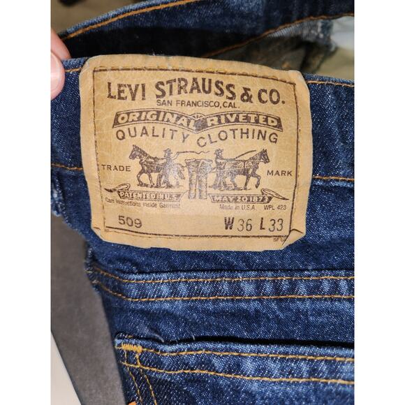 LEVI STRAUSS Vtg USA Orange Tab 509 Jeans Mens Tag 36 x 33 Fits 34 x 33 Straight - Picture 5 of 12